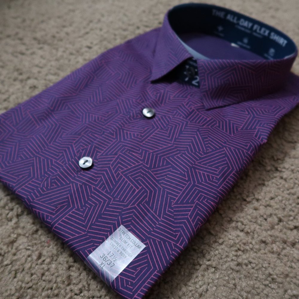 Men's Slim Fit geo-pattern button-front shirt XL